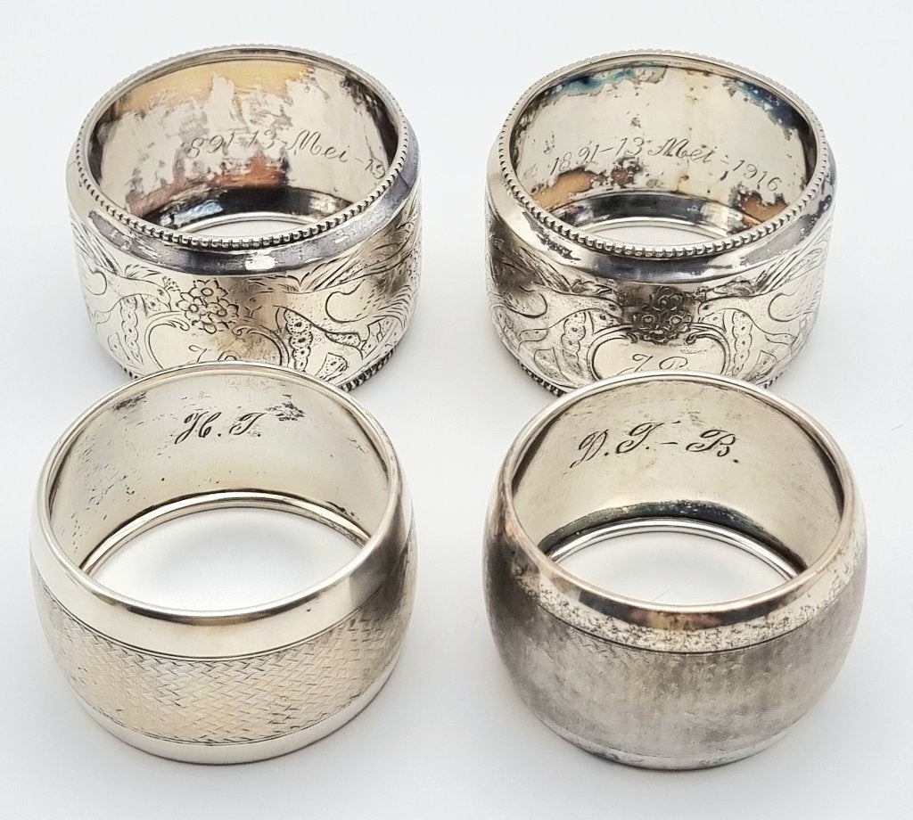 1082. Zilveren servetringen – ca. 1900, Ophalen, Zilver