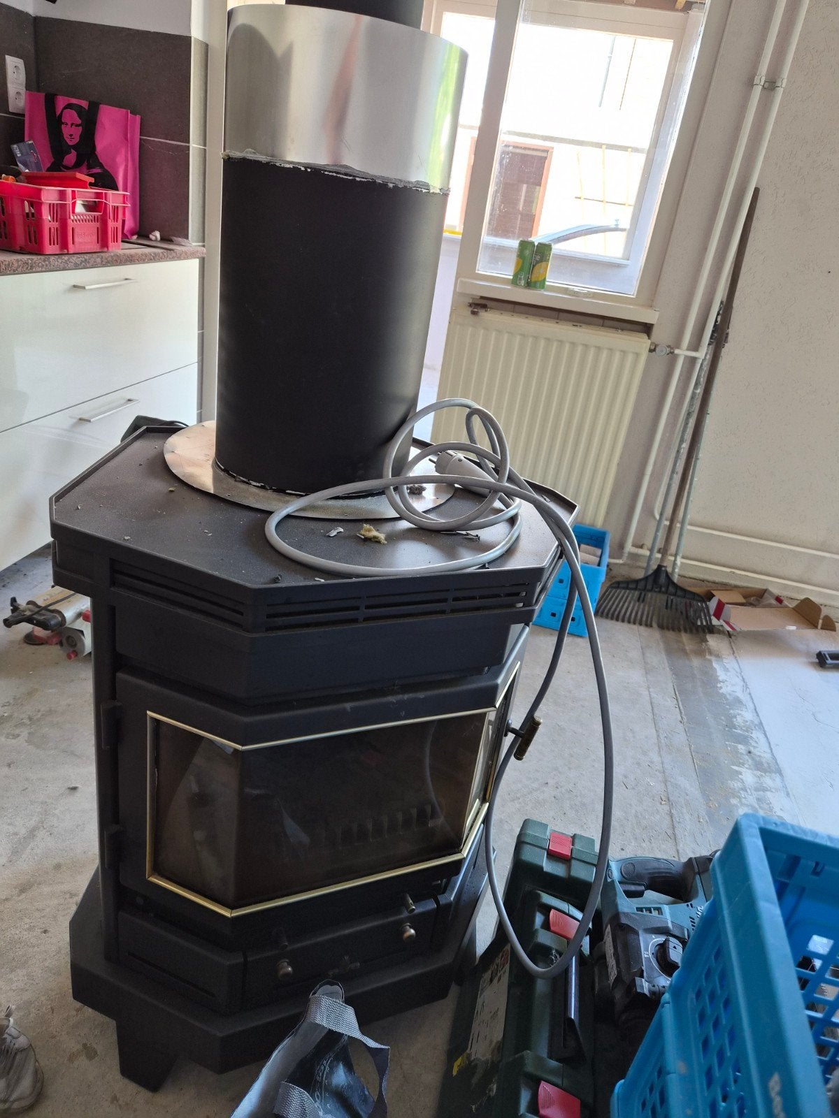Barbas Rosolo houtkachel 9 kW inclusief compleet rookkanaal, Ophalen, Houtkachel, Zo goed als nieuw, Vrijstaand