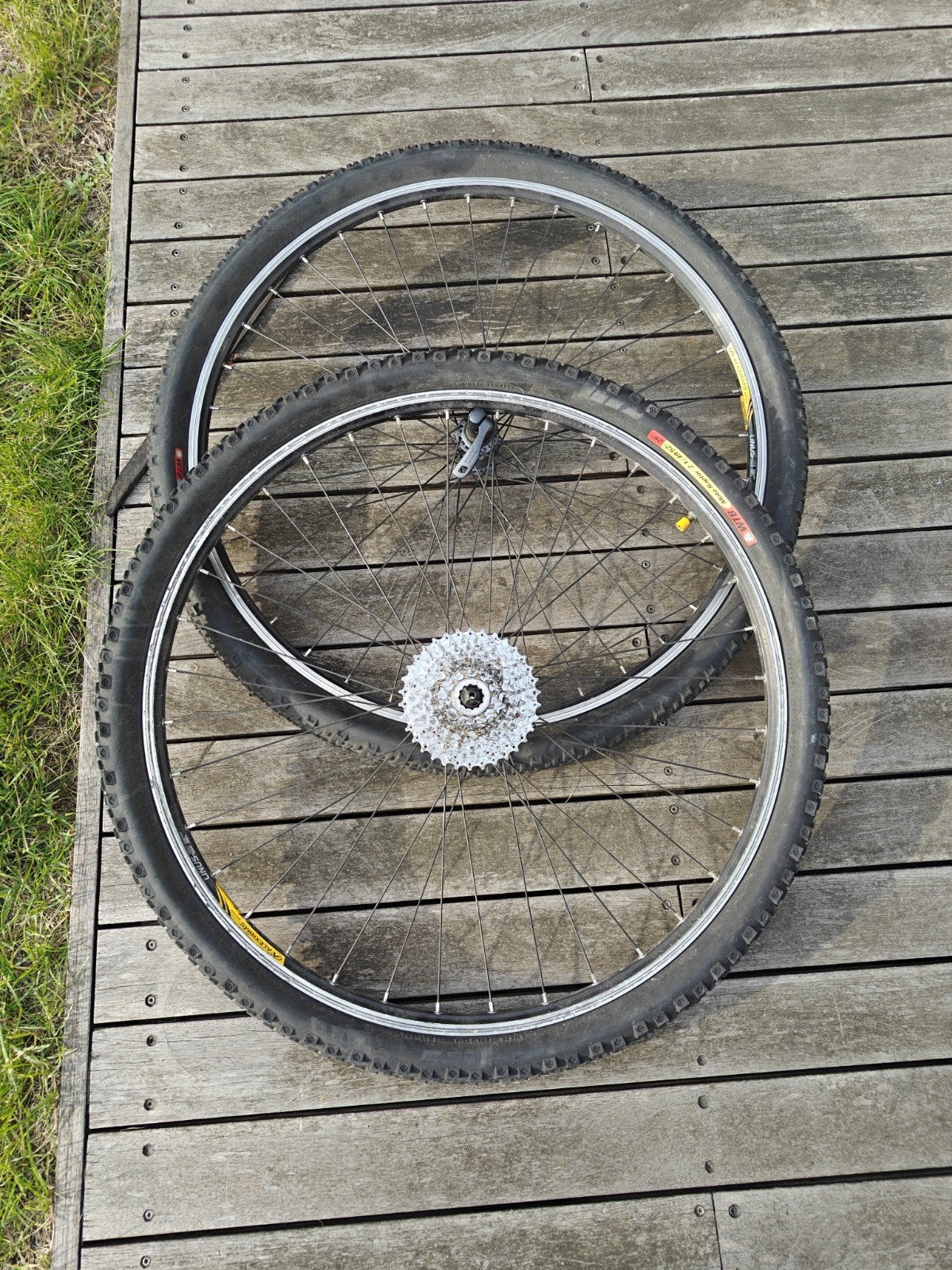 set 29" mountainbike wielen met Shimano Deore LX  naven 9s c, Fietsen en Brommers, Gebruikt, Aluminium, Mountainbike, Ophalen