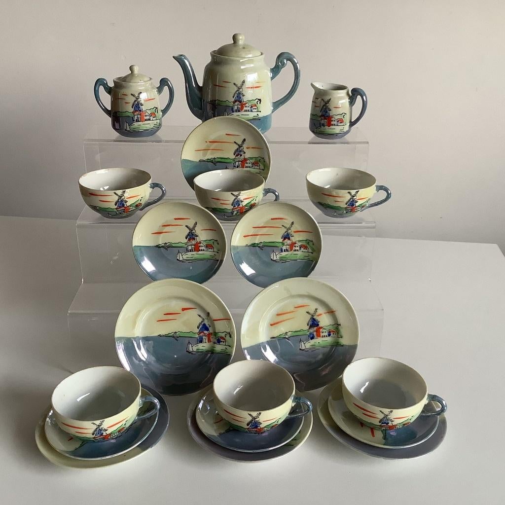 vintage kinder theeserviesje met hollands decor in doos, Ophalen of Verzenden, Gebruikt