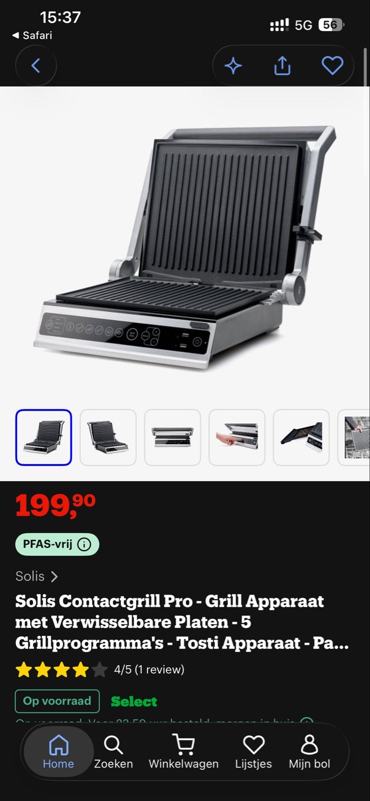 Solis Contactgrill Pro, Ophalen, Uitneembare platen, Zo goed als nieuw