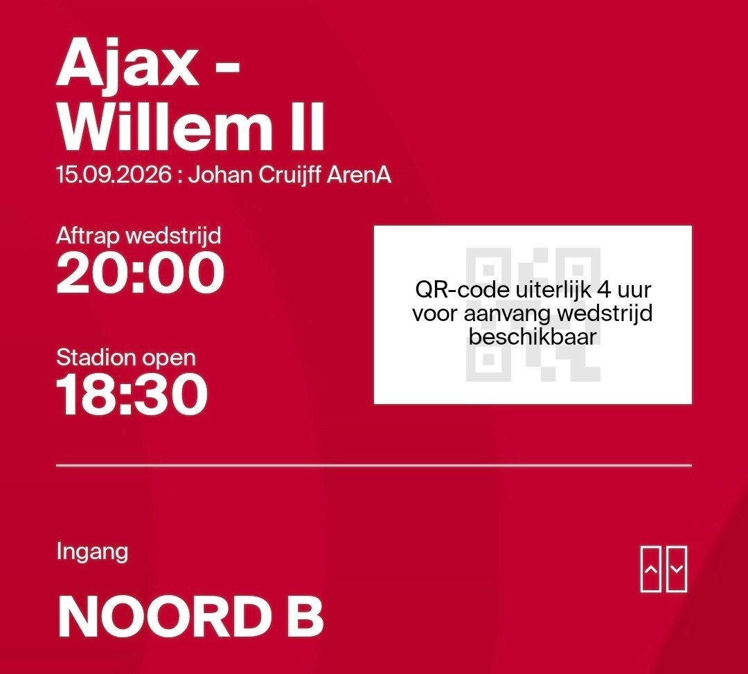 1x AJAX - WILLEM II  //  Vak: 115, Eén persoon, September
