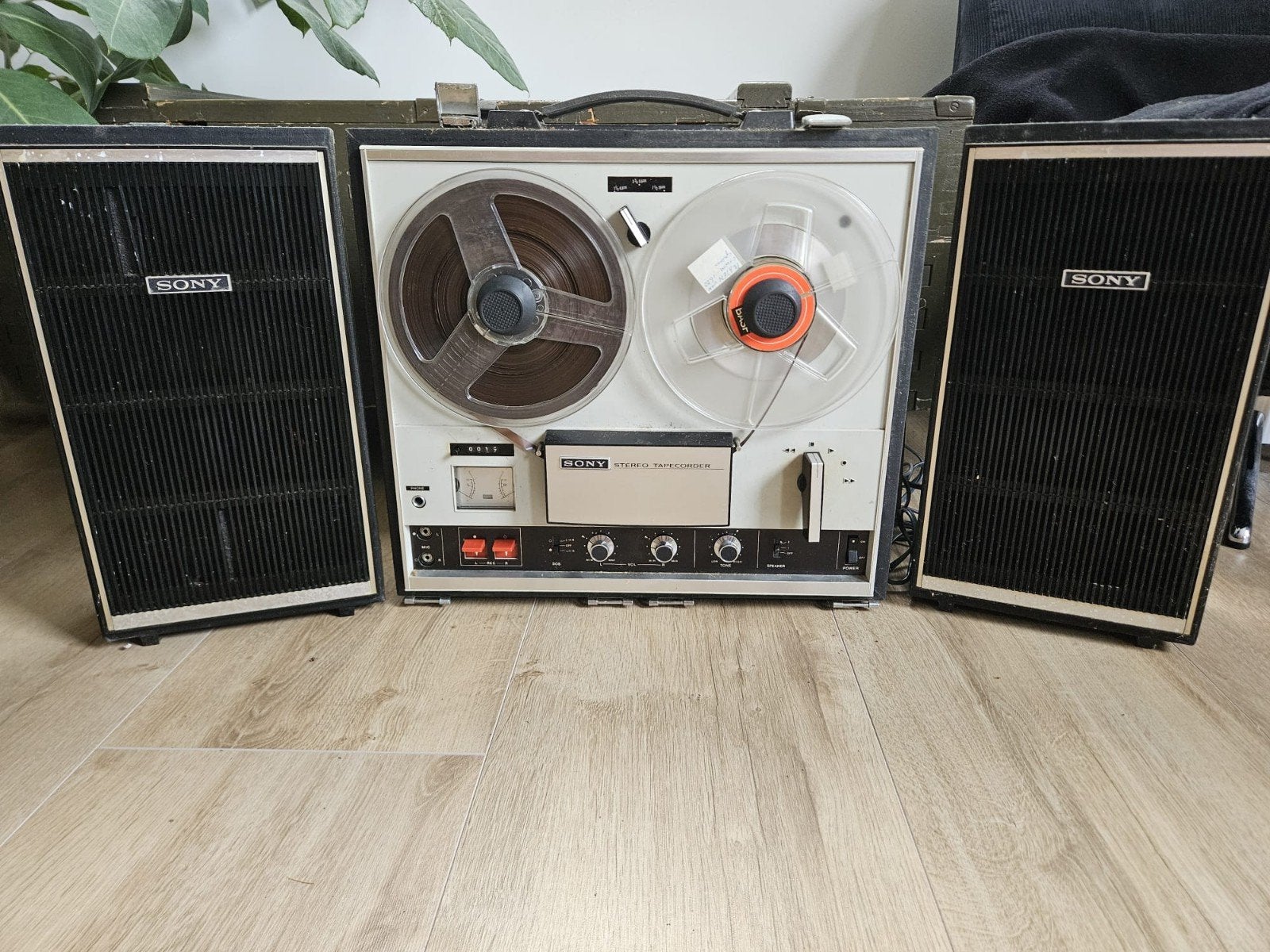 Vintage Sony TC-252 Bandrecorder met speakers en accessoires, Audio, Tv en Foto, Bandrecorders, Ophalen, Bandrecorder, Met banden