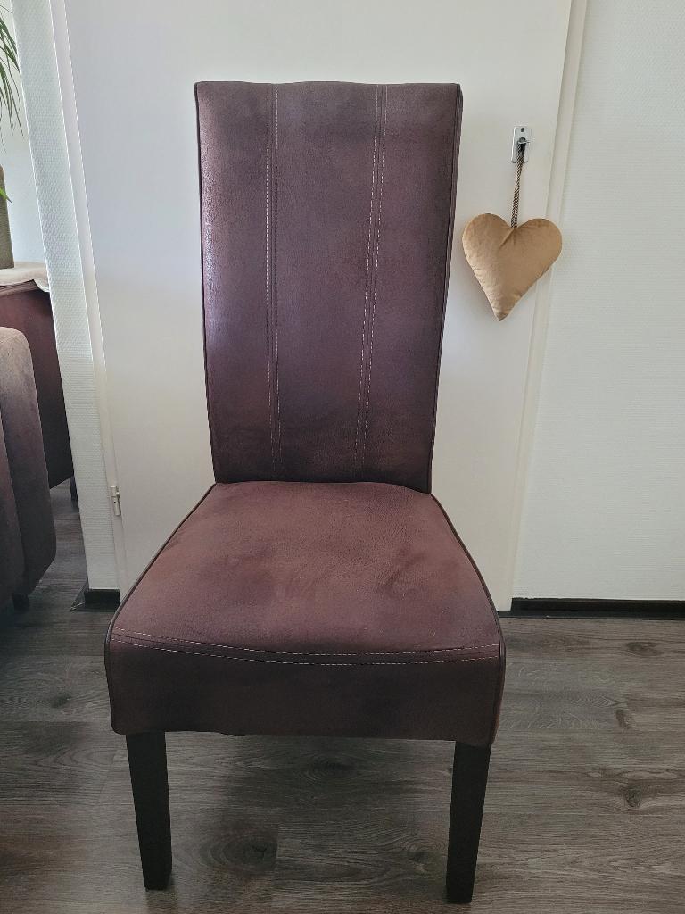 4 eethoek stoelen, Huis en Inrichting, Stoelen, Ophalen, Overige materialen, Gebruikt, Bruin