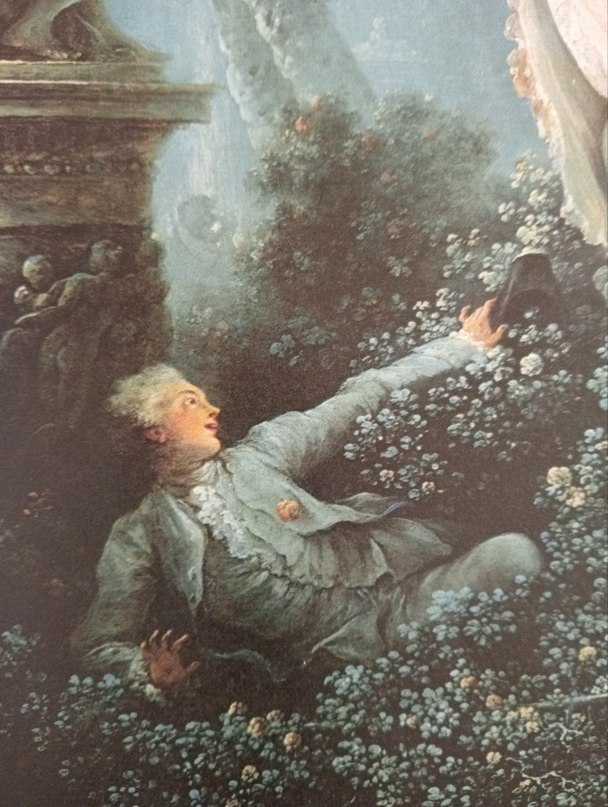 Print met Jonkvrouw op een schommel, Antiek en Kunst, Ophalen of Verzenden