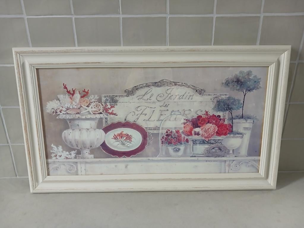 Kathryn White 'Le Jardin des Fleurs' print in lijst, Ophalen, Gebruikt, Print, 75 tot 100 cm