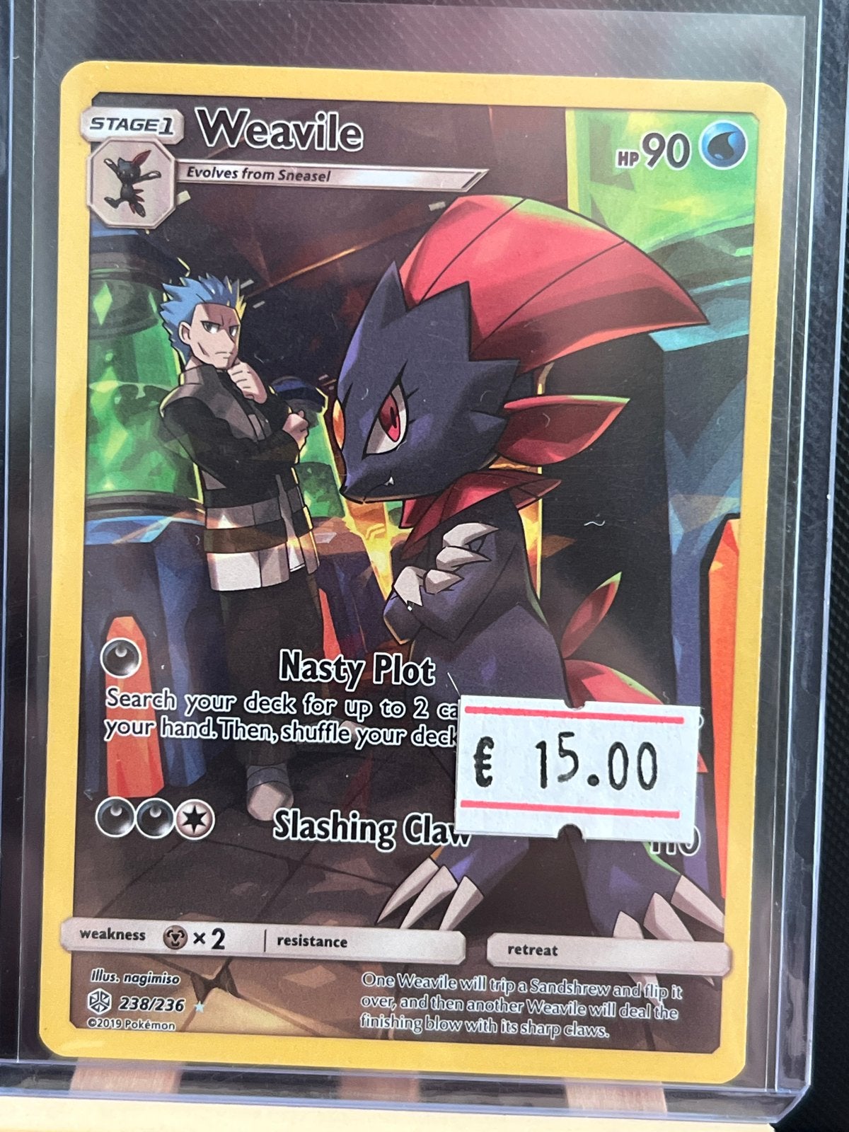 Pokémon Kaart Weavile (238/236) - Full Art, Ophalen of Verzenden, Zo goed als nieuw, Losse kaart