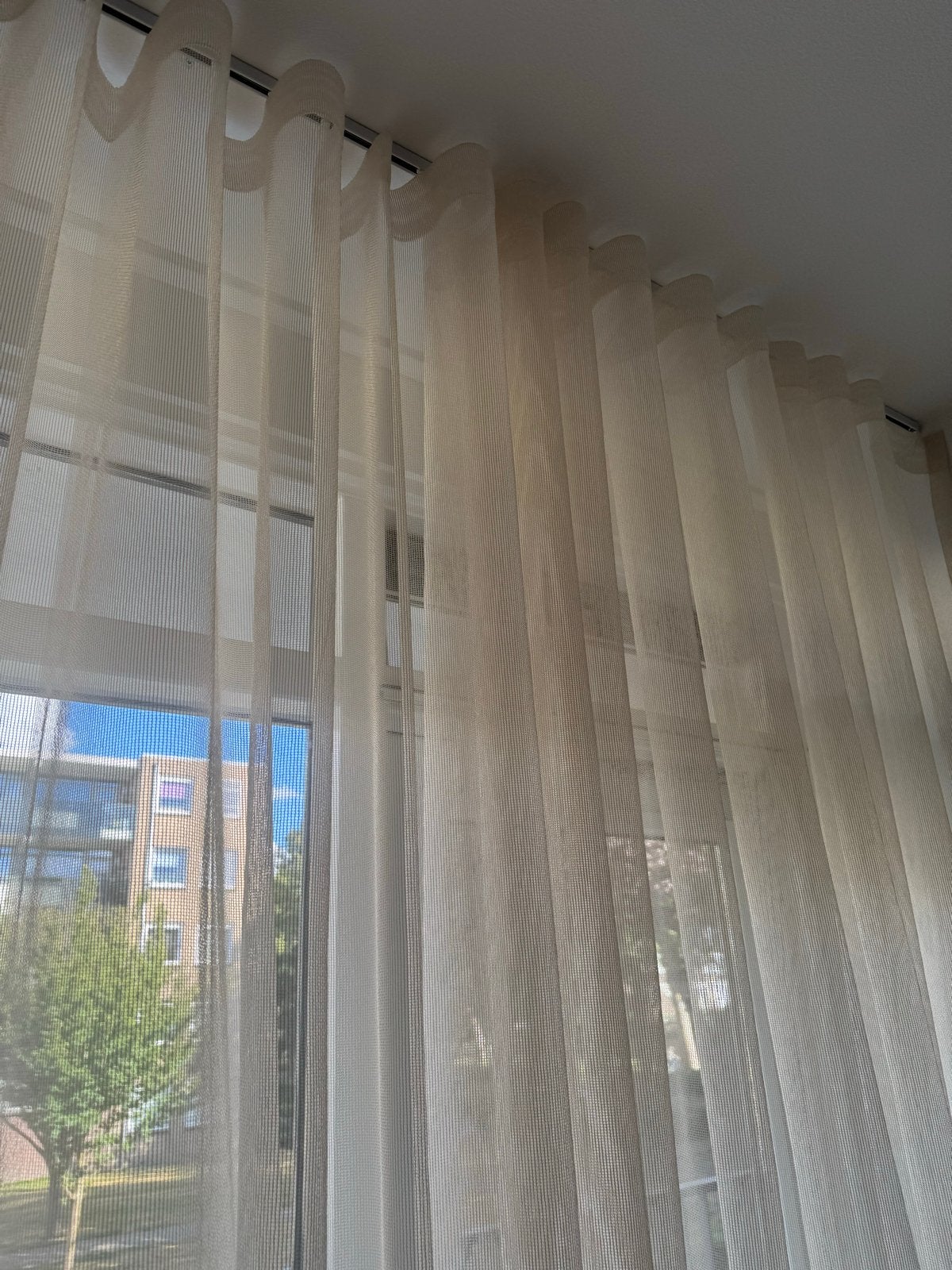 NIEUW Lichtdoorlatende Vitrage Gordijnen - Crème/Beige, Vitrage, Nieuw, Ophalen of Verzenden, Lichtdoorlatend