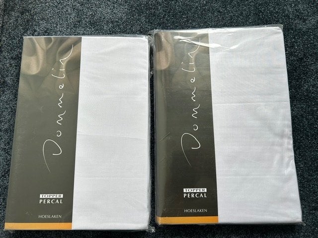 2 X Dommelin Topper Hoeslakens 80/220 100% Percal Katoen, Huis en Inrichting, Slaapkamer | Beddengoed, Eenpersoons, Katoen, Ophalen of Verzenden