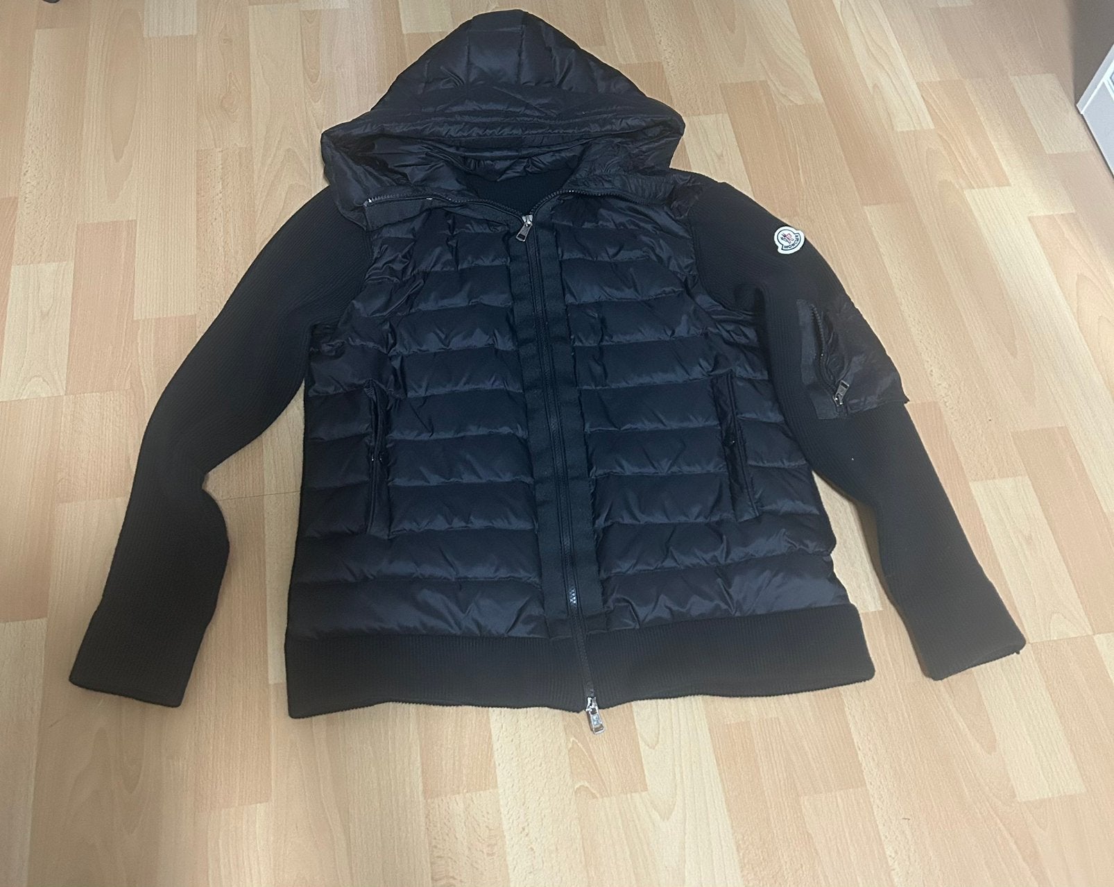 Moncler Hooded Padded Cardigan Zwart XL, Verzenden, Zo goed als nieuw, Maat 56/58 (XL), Zwart