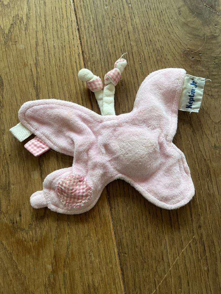 Keptin-Jr: roze knuffeldoekje vlinder (alles 2+2 GRATIS), Gebruikt, Overige typen, Ophalen of Verzenden, Roze
