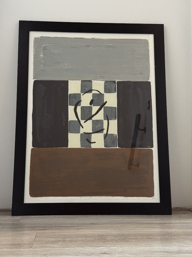 Schilderij print met lijst (bruin) abstract, Ophalen