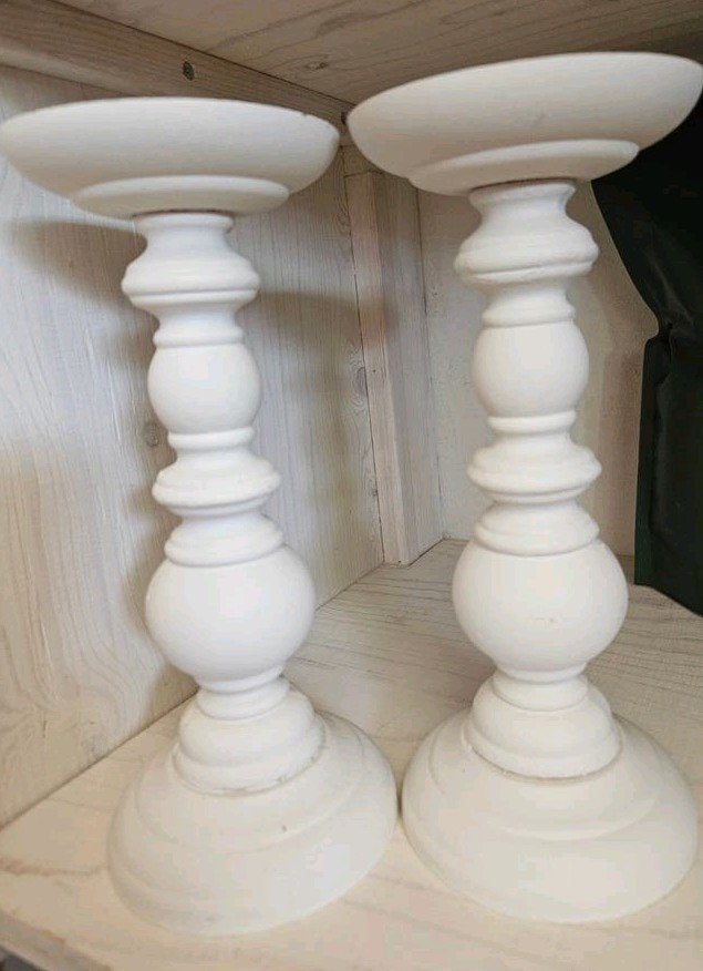 2 houten kaarsen standaards voor brede kaars erop, Ophalen, Overige materialen, Minder dan 25 cm