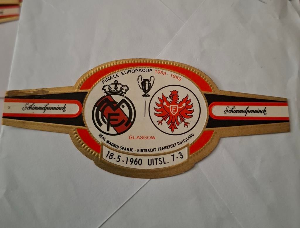 Sigarenbandje Real Madrid - Eintracht Frankfurt 1960, Verzamelen, Ophalen of Verzenden, Nieuw, Sigarenbandjes