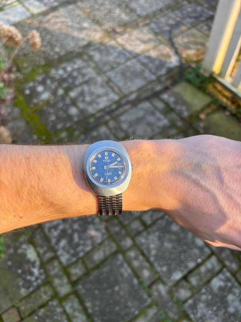 Vintage Nivada (Met Orginele Band!), Sieraden, Tassen en Uiterlijk, Horloges | Heren, Gebruikt, Polshorloge, Overige merken, Staal