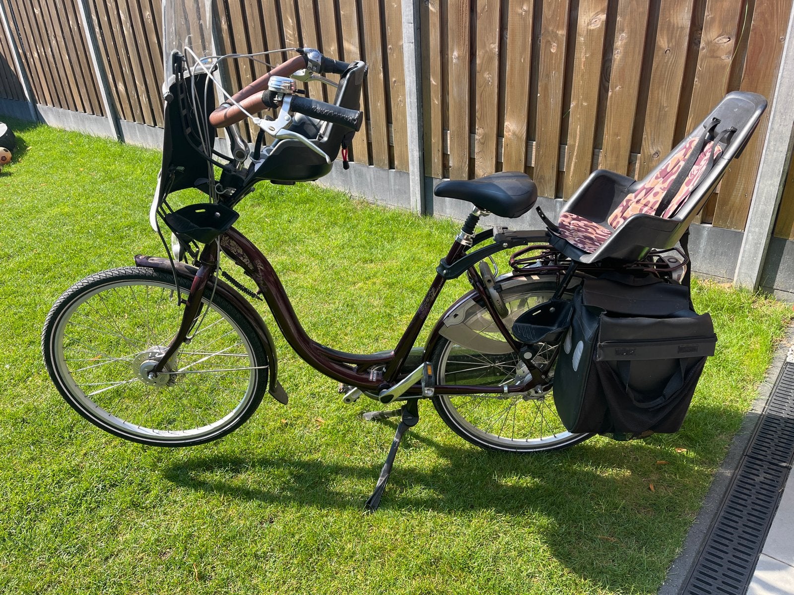 Nette Sparta Amazone mamafiets met 2 zitjes en fietstassen, Ophalen, Sparta, 53 tot 56 cm, Gebruikt