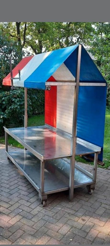 Schitterend mooie RVS verrijdbare Marktkraam grote wielen ️, Ophalen of Verzenden
