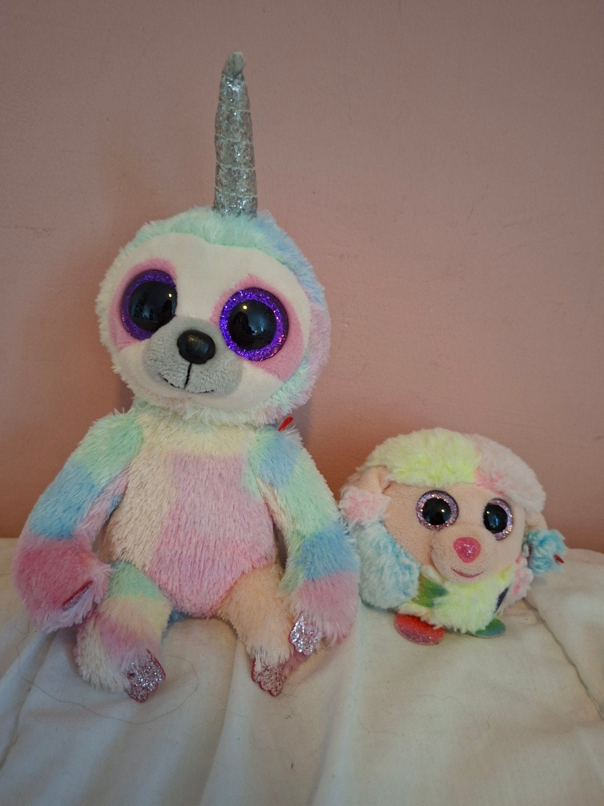Ty Beanie Boo Eenhoorn Luiaard en Schaap Knuffels, Eenhoorn, Overige karakters, Ophalen of Verzenden, Zo goed als nieuw