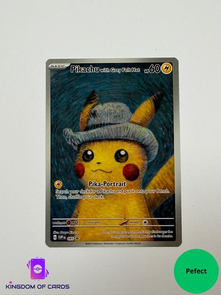 Pikachu with Grey Felt Hat - Pokémon Kaart (Perfecte Staat), Ophalen of Verzenden, Zo goed als nieuw, Losse kaart
