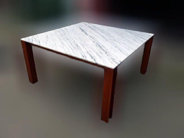 design eetkamertafel met marmeren blad, Huis en Inrichting, Tafels | Eettafels, Ophalen, Gebruikt, 150 tot 200 cm, 200 cm of meer