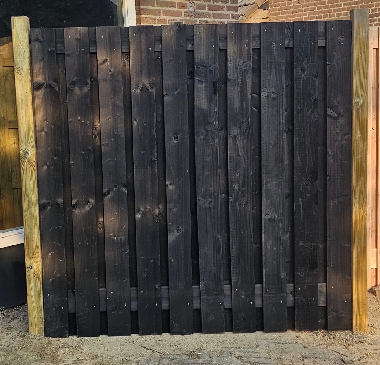 Zwart tuinscherm/privacyscherm, Minder dan 3 meter, Ophalen of Verzenden, Hout, 1 tot 2 meter