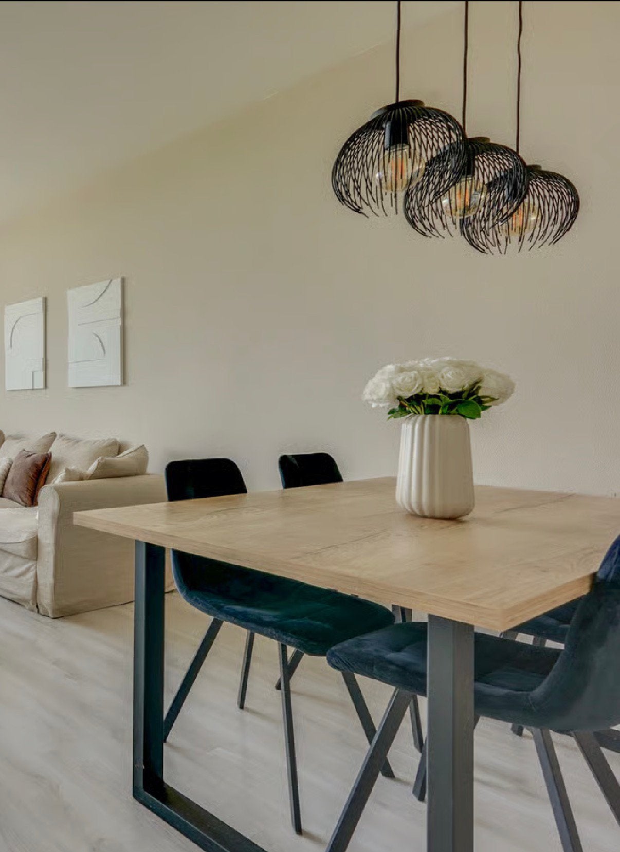 Eettafel hout met zwarte stalen poten, Huis en Inrichting, Ophalen, Zo goed als nieuw, Rechthoekig, 50 tot 100 cm