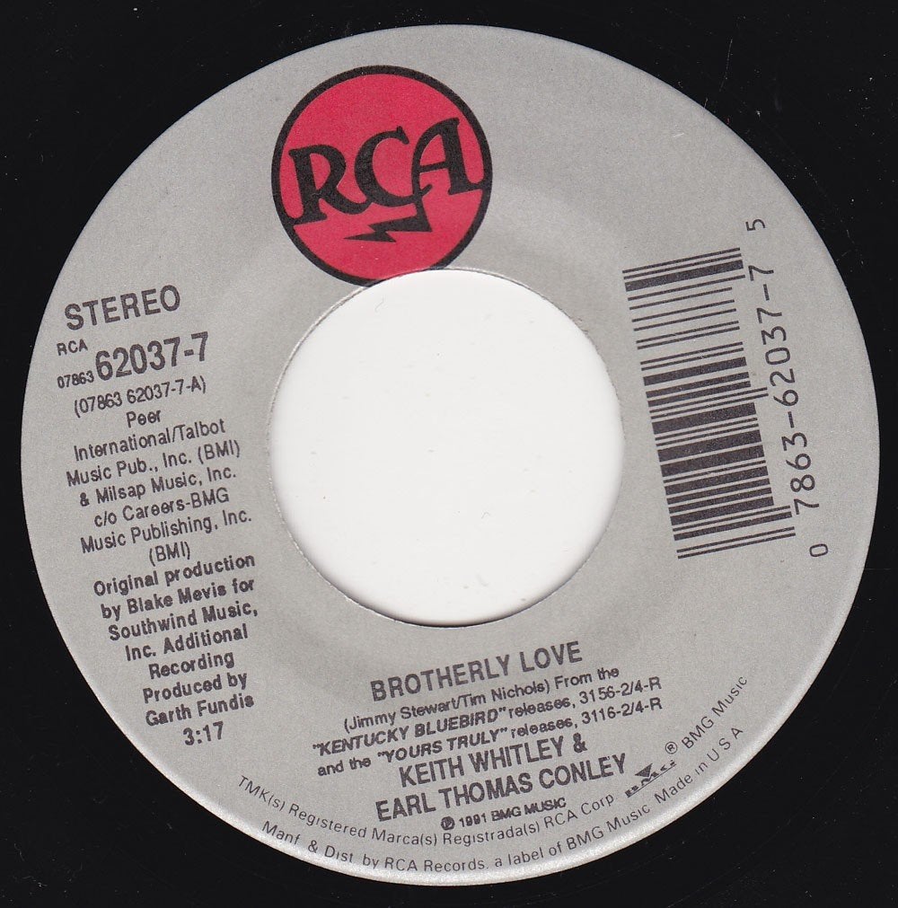 Keith Whitley & Earl Thomes Conley - Brotherly Love 7"45, Ophalen of Verzenden, Zo goed als nieuw, 7 inch, Country en Western