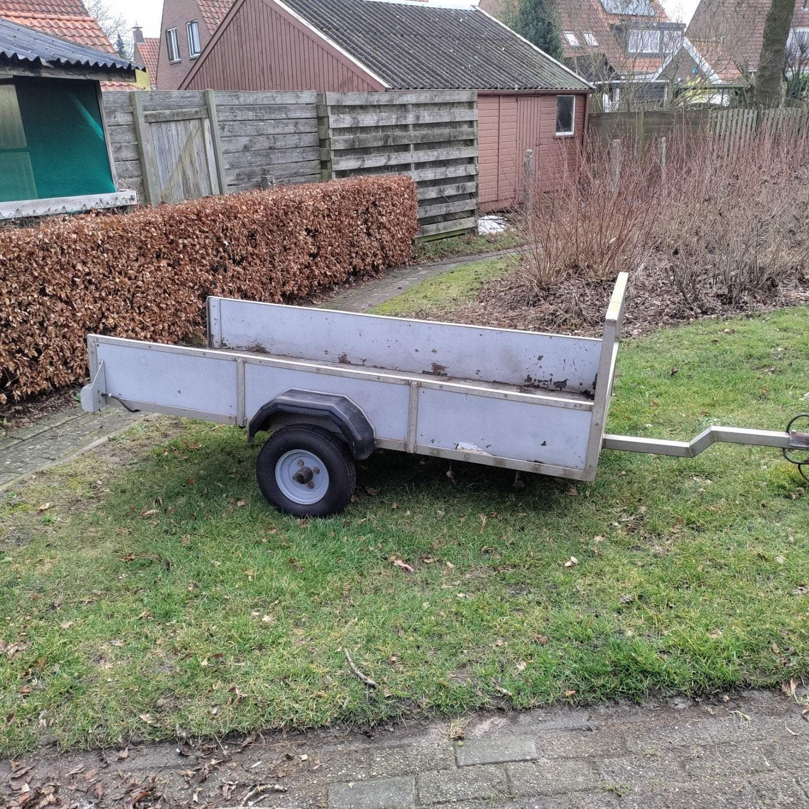 Aanhanger,Aanhangwagen,KAR,Hout,RVS,Auto,bagage,rijklaar, Ophalen
