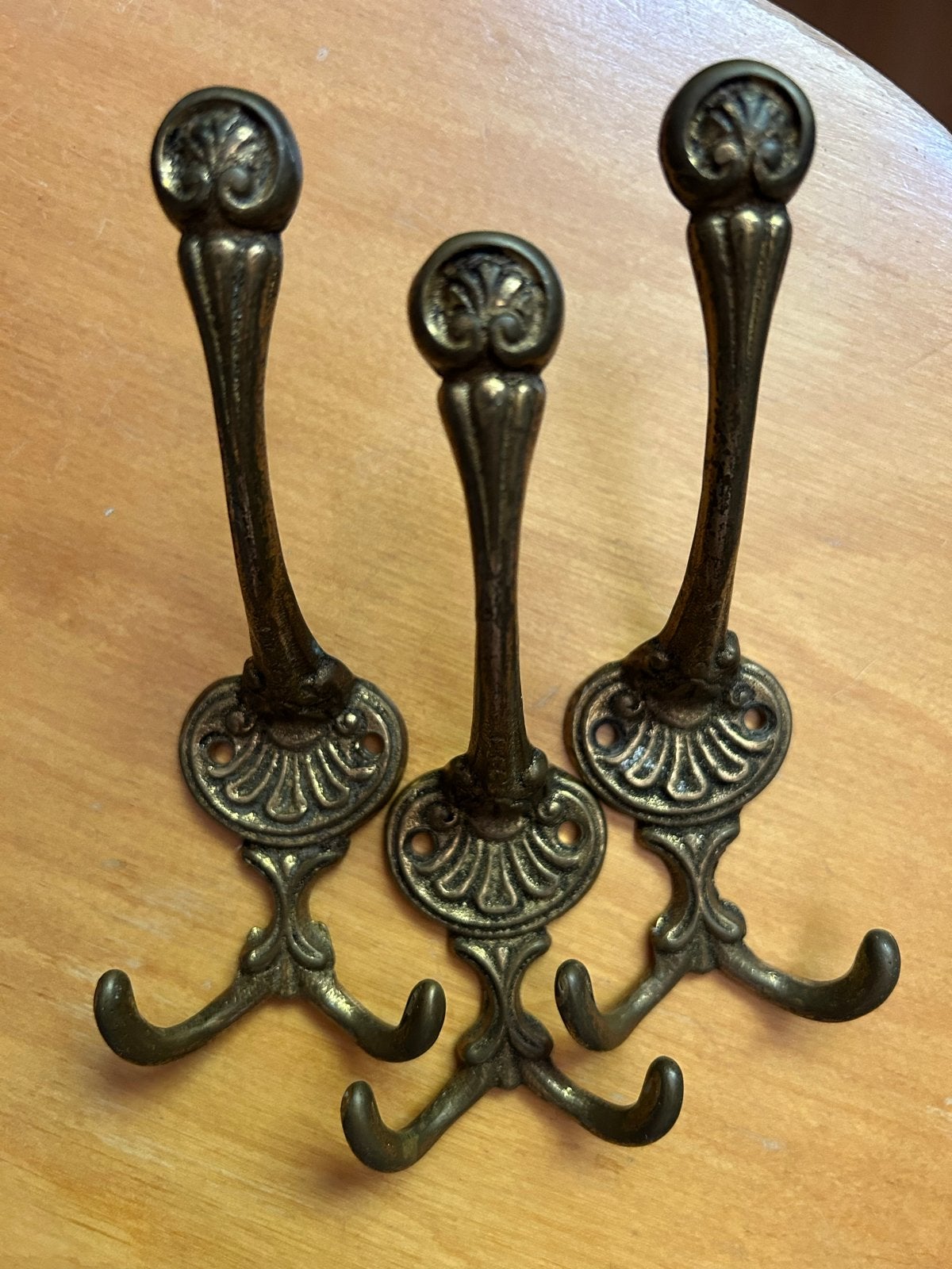 Set van 3 Vintage Messing Wandhaken - Decoratieve Kapstok, Ophalen of Verzenden
