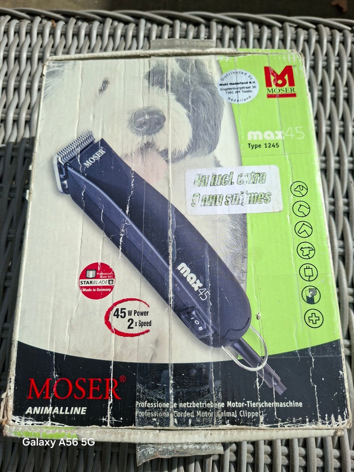 Moser max45 met 2mm, ,7mm en 9mm mes, Moser, Ophalen of Verzenden, Gebruikt, Tondeuse
