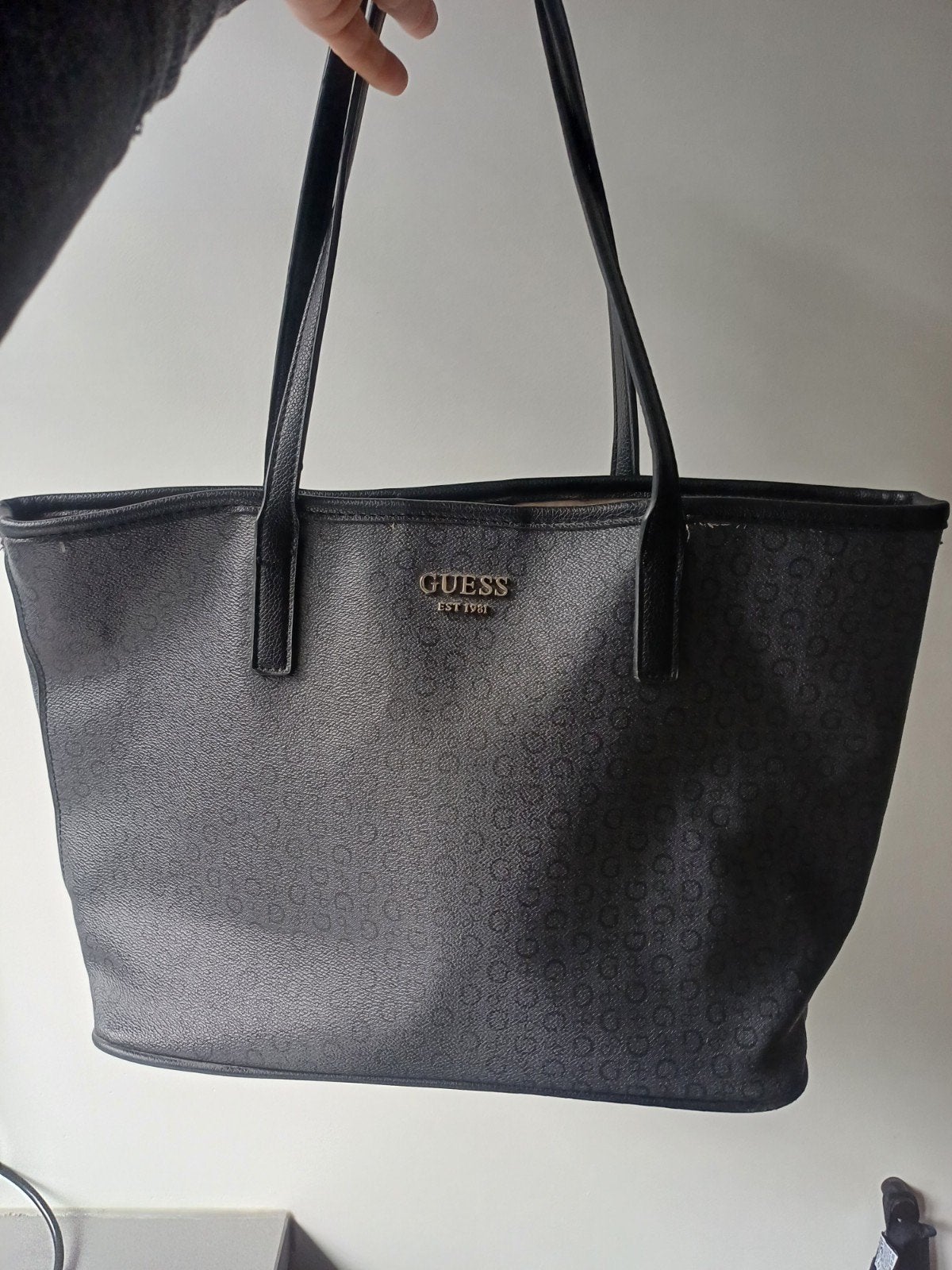 Guess shopper - Zwart met logo print, Ophalen of Verzenden, Gebruikt, Zwart, Shopper