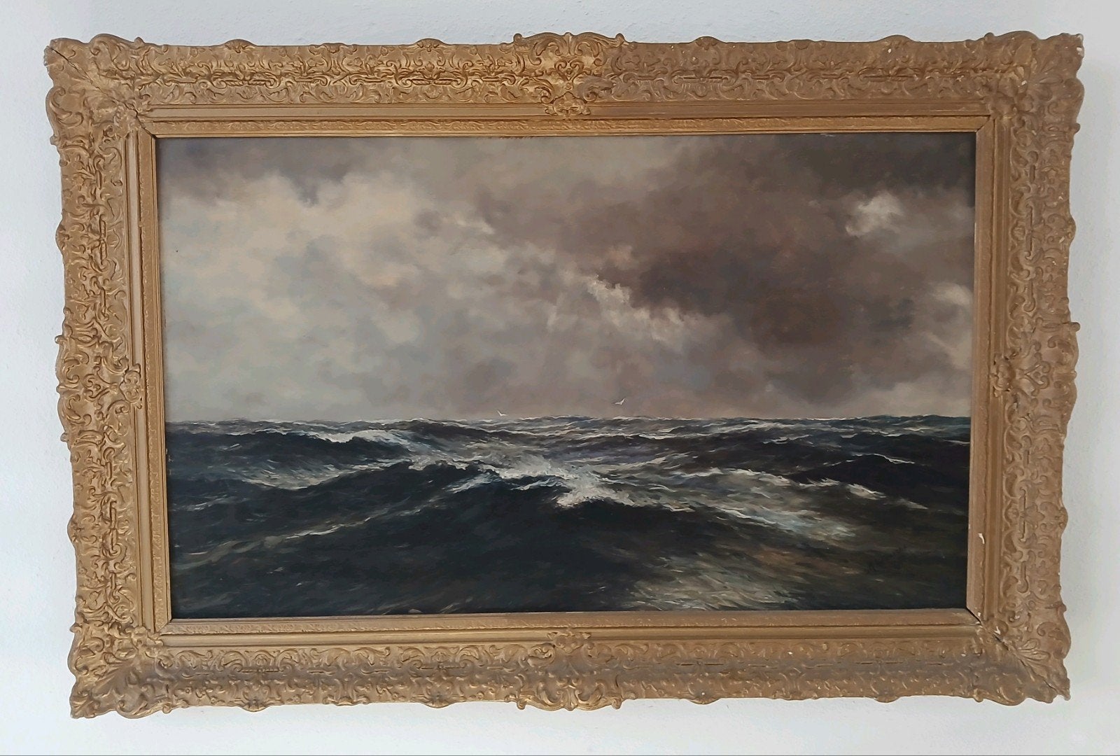 zeegezicht H.A. Jaarsma, Ophalen, Gesigneerd, Olieverf, Klassiek