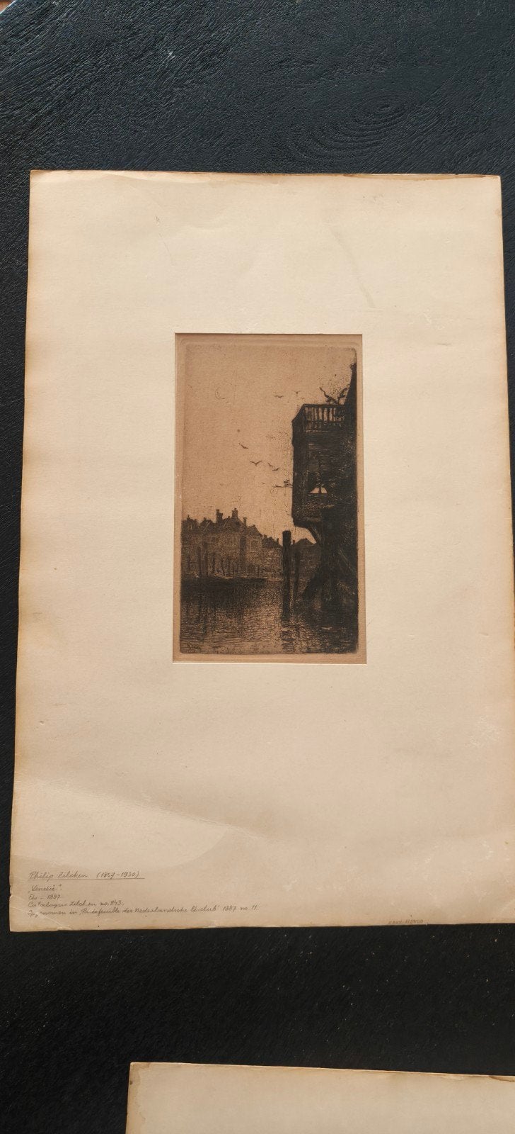 Originele oude ets Philip Zilcken “Venetië” 1887, Ets, Stadsgezicht, Ophalen of Verzenden, Origineel