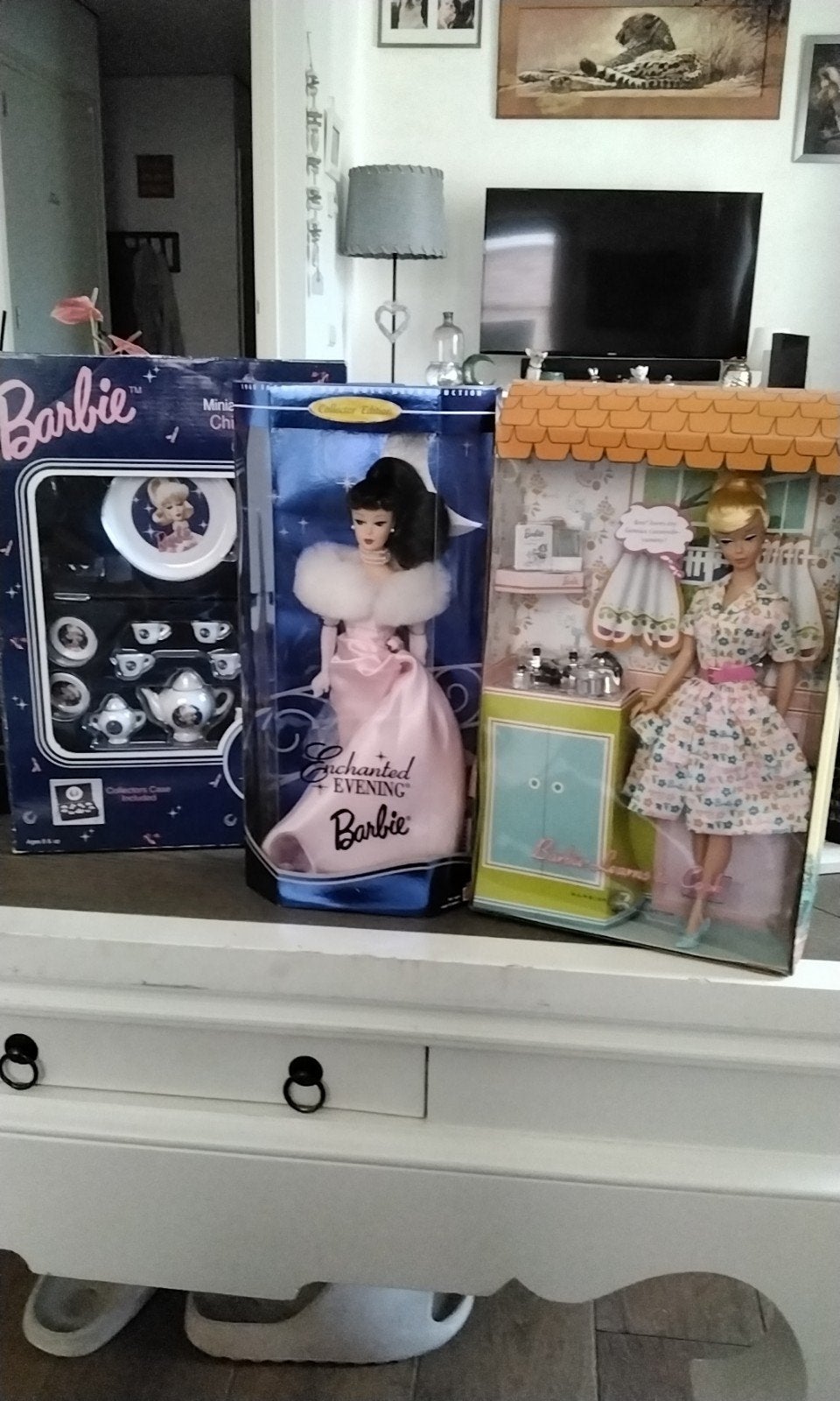 Barbie Collector Edition poppen en theeservies 3x, Ophalen of Verzenden, Nieuw, Barbie