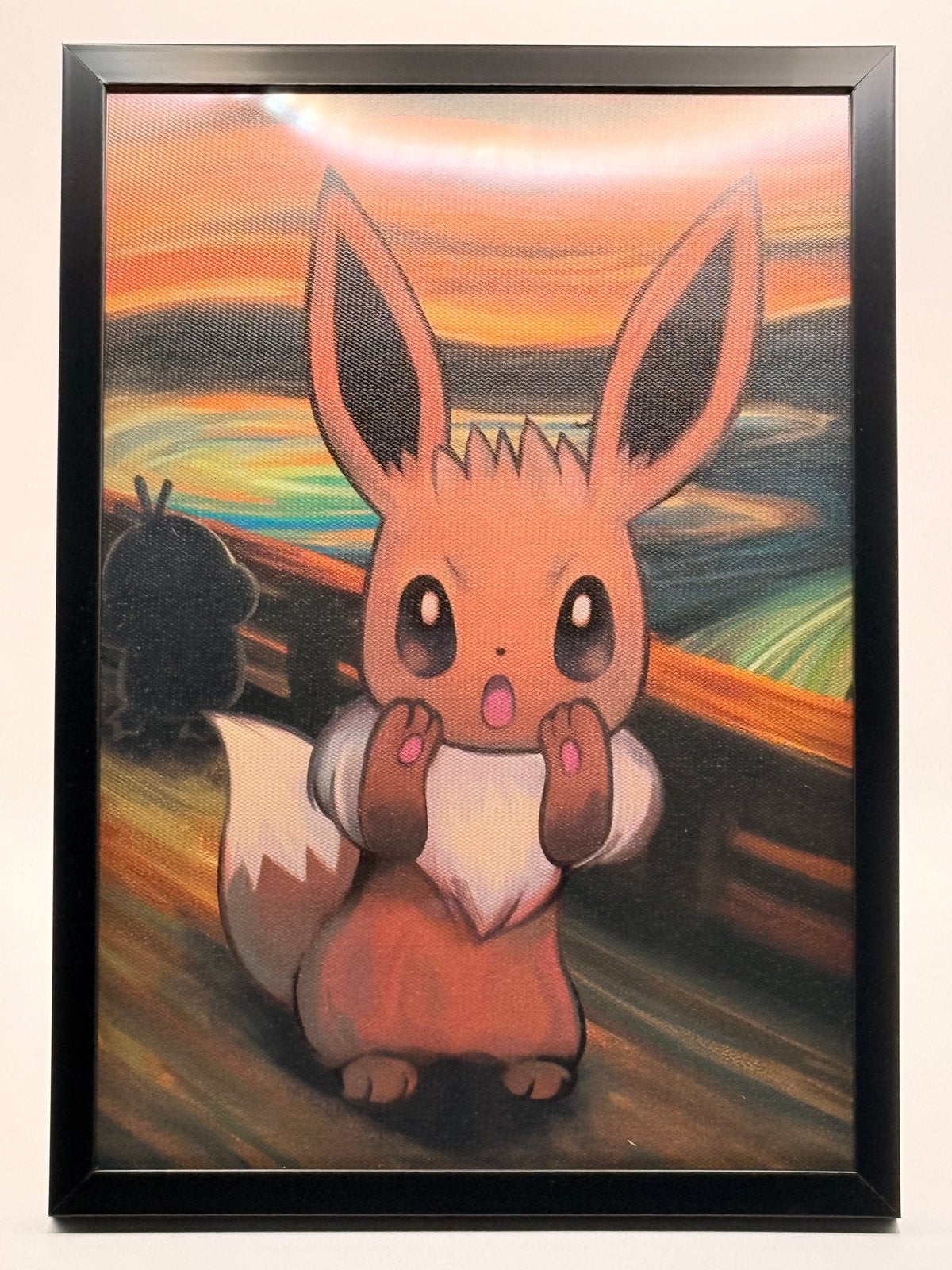 Pokémon Van Gogh Eevee Canvas Schilderij met Zwarte Lijst, Hobby en Vrije tijd, Verzamelkaartspellen | Pokémon, Ophalen, Zo goed als nieuw