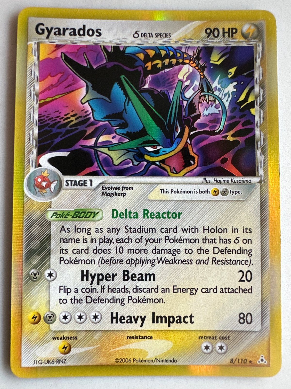 Gyarados Holo Delta Species Pokémon Kaart 8/110, Ophalen of Verzenden, Zo goed als nieuw, Losse kaart, Foil