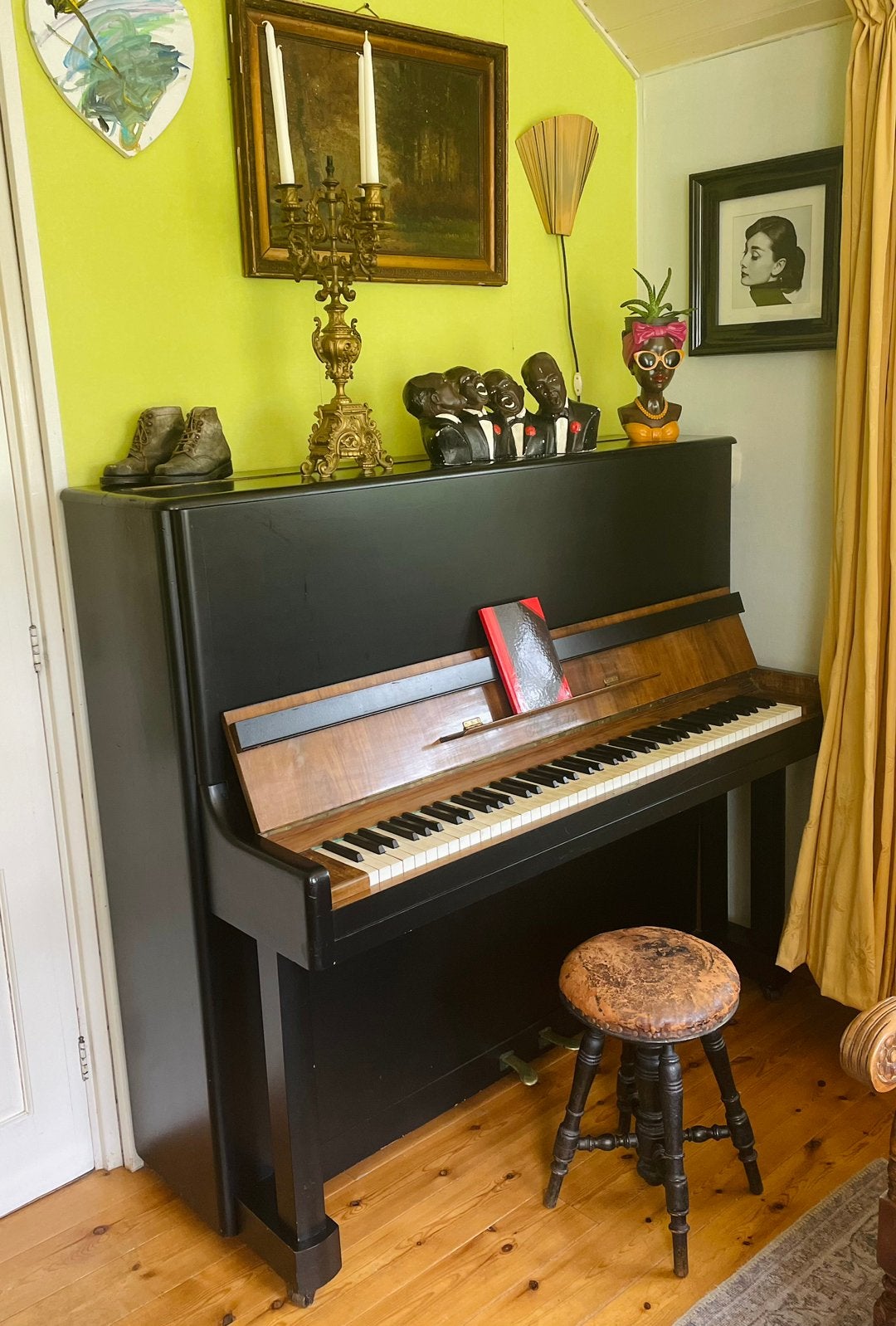 Mooie oude Tsjechische piano jubileum model Hlucháń, Ophalen, Gebruikt, Zwart, Piano