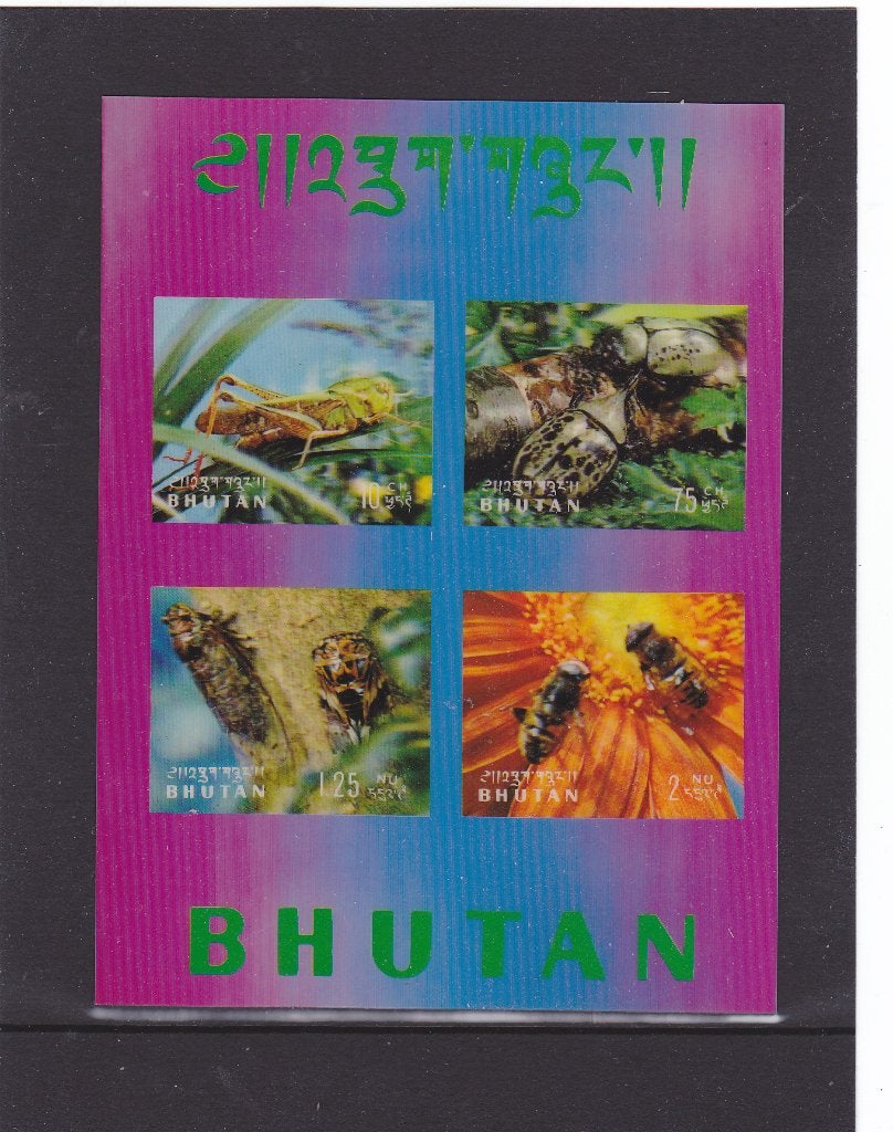 Dieren,Insecten Bijen,in 3 D Bhutan blok 22/23 (556/7), Verzenden, Postfris, Dier of Natuur