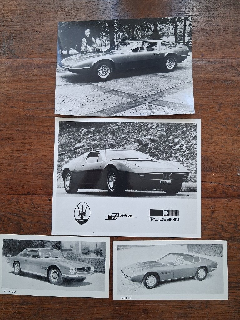Maserati BORA + INDY PERSFOTO groot + Mexico & Ghibli klein, Ophalen of Verzenden, Zo goed als nieuw, Overige merken