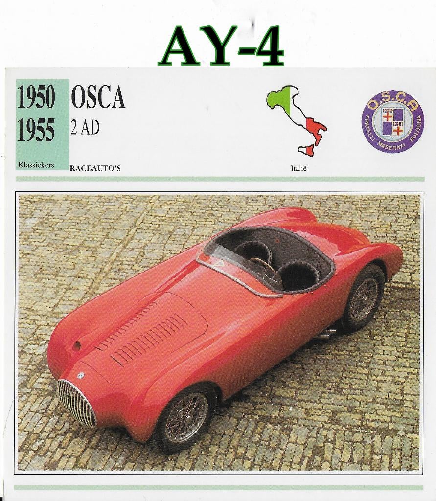Ay4 autokaart osca 2 ad ( 1950 - 1955 ), Ophalen of Verzenden, Zo goed als nieuw, Overige typen