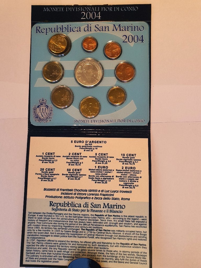 Euro koersmuntset San Marino 2004, Postzegels en Munten, Ophalen of Verzenden, San Marino, Overige waardes, Setje