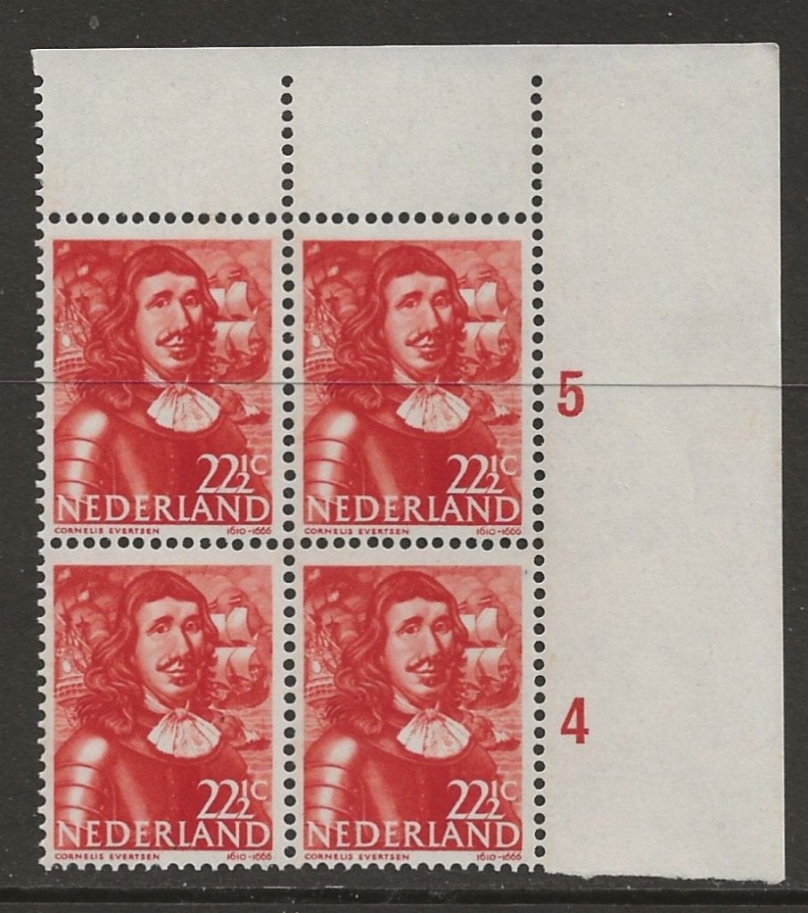 S- Ned. PF 1943 nr. 418 blokje met hoektab zeehelden, Ophalen of Verzenden, Na 1940, Postfris