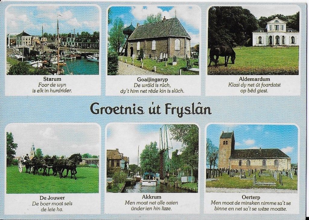 Sus909 Ongelopen ansichtkaart friesland groetnis ut fryslân, Ophalen of Verzenden, 1980 tot heden, Gelopen, Friesland