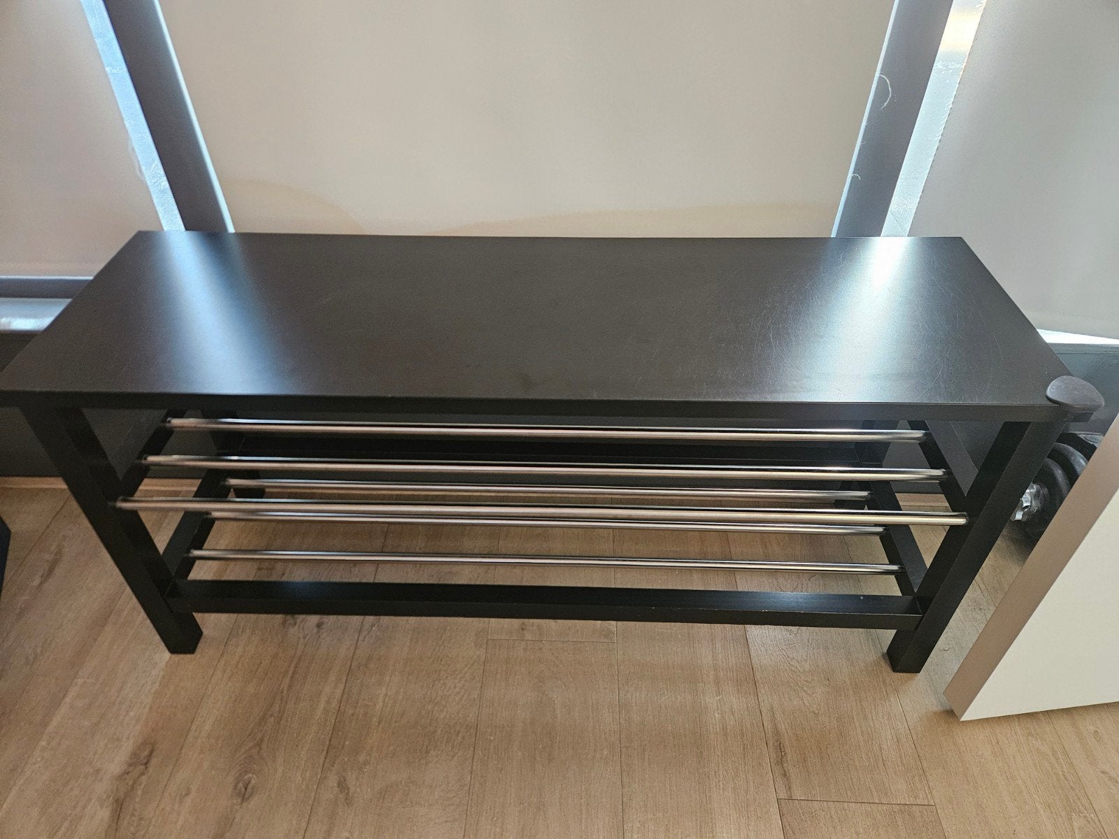 Ikea Tjusig bank met schoenenrek - Zwart, Huis en Inrichting, Kasten | Schoenenrekken, Ophalen, Gebruikt