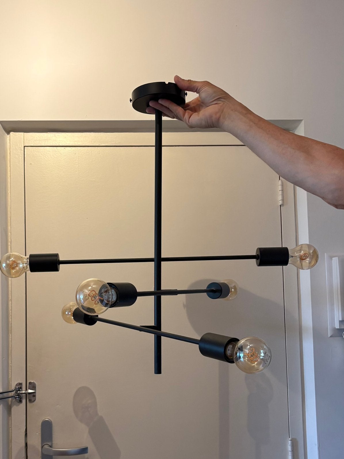Moderne plafondlamp, beweegbaar, inclusief 6 lampen, Ophalen, Zo goed als nieuw