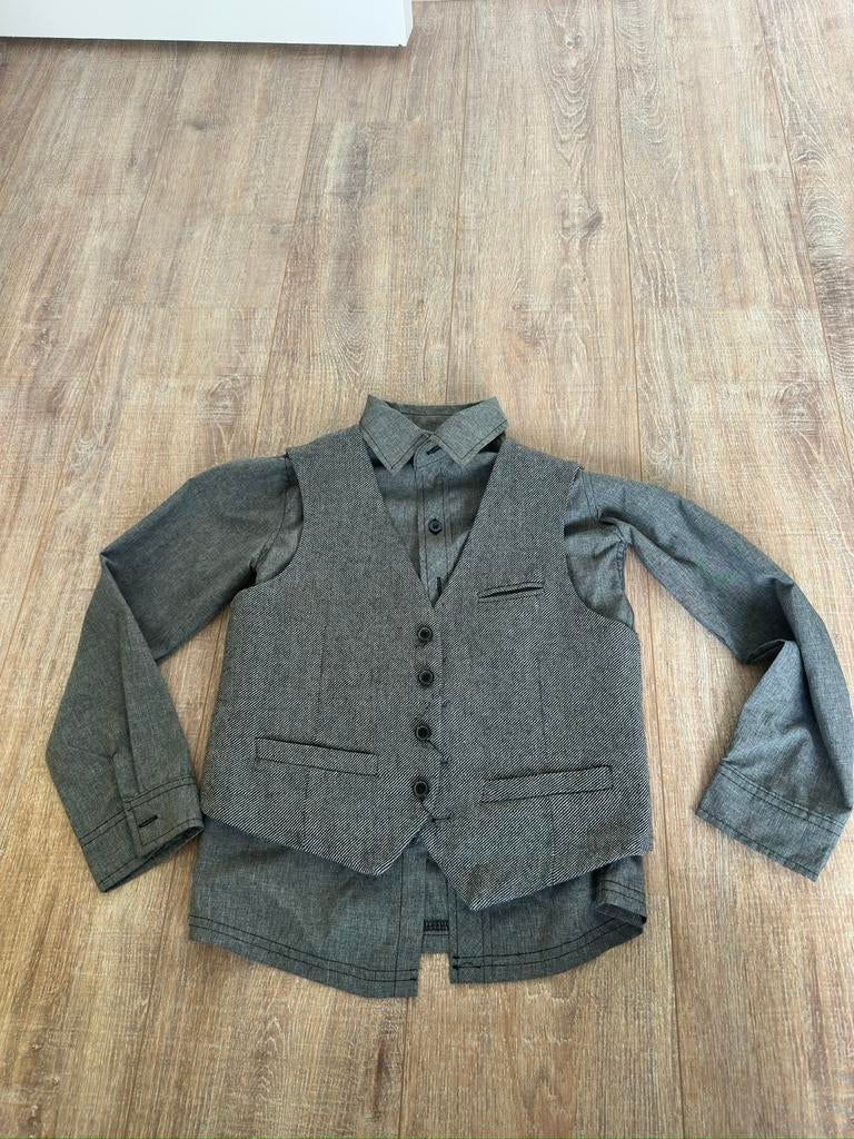 Overhemd 122/128 met gilet, Ophalen of Verzenden, Zo goed als nieuw, Jongen, Overhemd of Blouse
