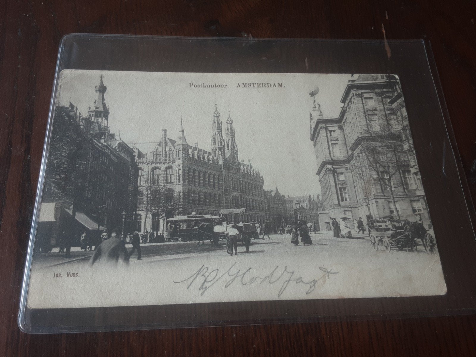 Zeer oude briefkaart Amsterdam Postkantoor, gestempeld, Ophalen of Verzenden, Voor 1920, Gelopen, Noord-Holland