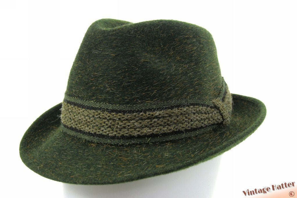 Vintage Gleufhoed The King London donker groen haarvilt 56, Kleding | Heren, Hoeden en Petten, The King (London), Hoed, Ophalen of Verzenden