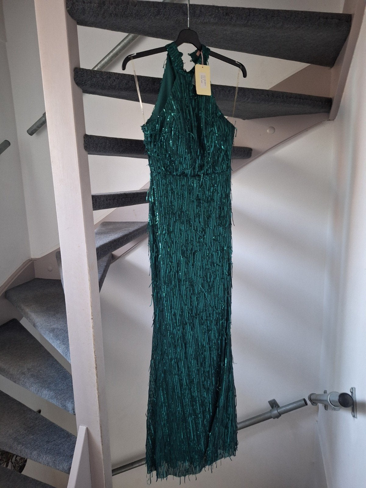 Prachtige Groene Galajurk met Pailletten - Maat M, Maat 38/40 (M), Nieuw, Ophalen of Verzenden, Onder de knie