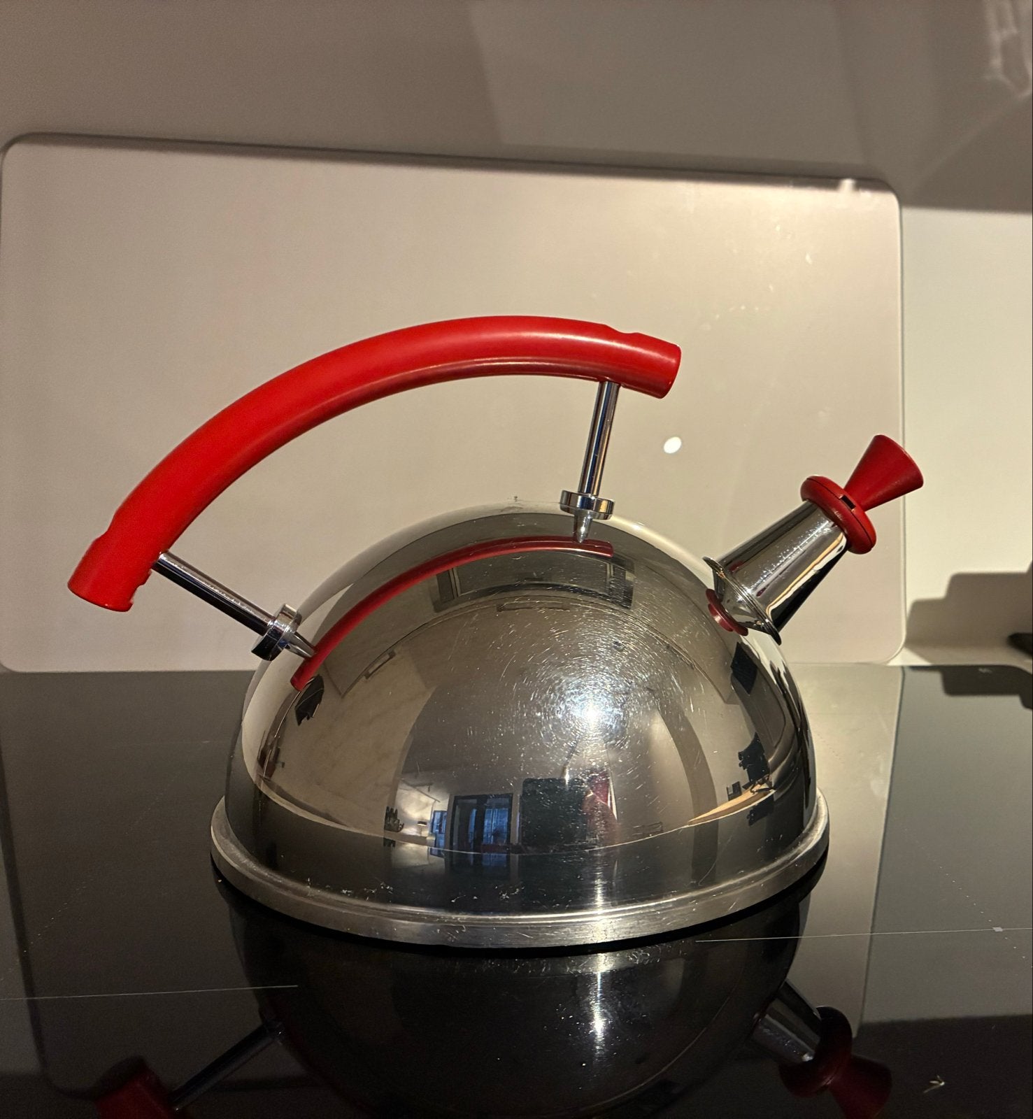 WMF Fluitketel Cromargan 18/10 - Laubner Design, Theepot/fluitketel, Gebruikt, Zilver, Ophalen of Verzenden